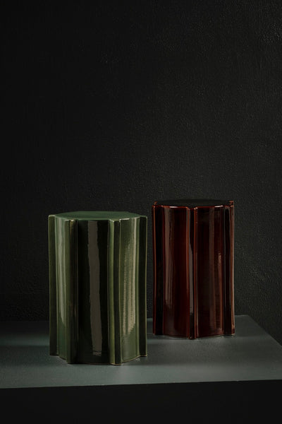 Pawn Side Table Geometric Dark Brown