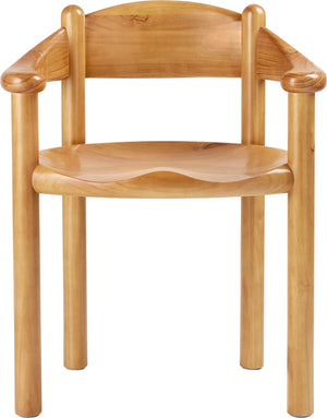Wooden chair with armrests on a white background