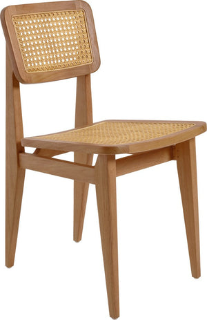 Wooden chair with wicker seat and backrest on a white background