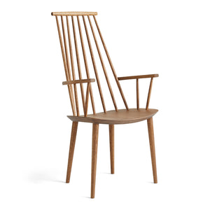 Wooden chair with slatted backrest on a white background